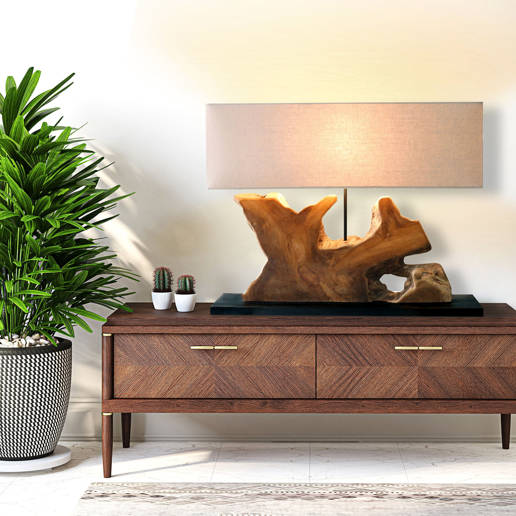 Sales Fever - Tischleuchte Treibholz/Leinen Natur 59 cm