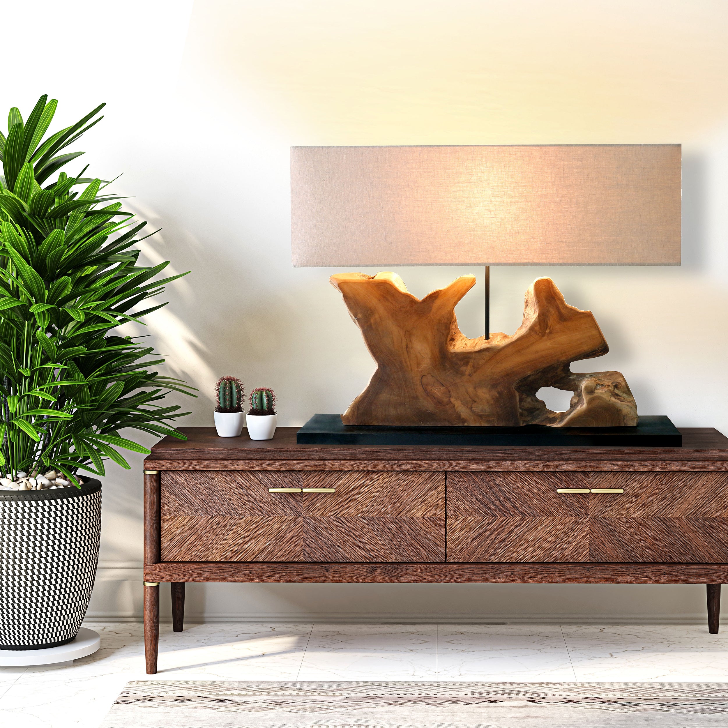 Sales Fever - Tischleuchte Treibholz/Leinen Natur 59 cm