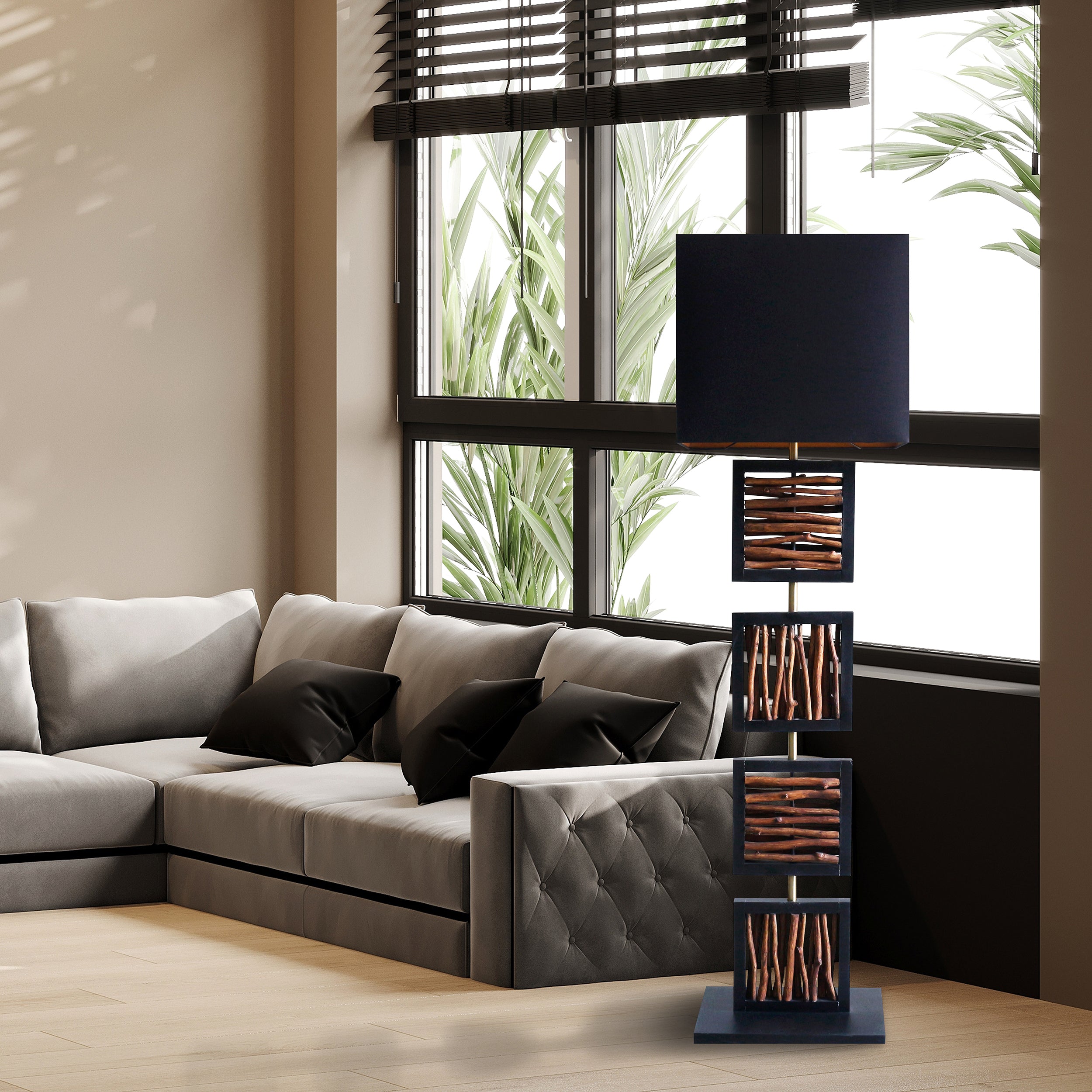 Sales Fever - Stehleuchte Treibholz Natur/Schwarz 163 cm