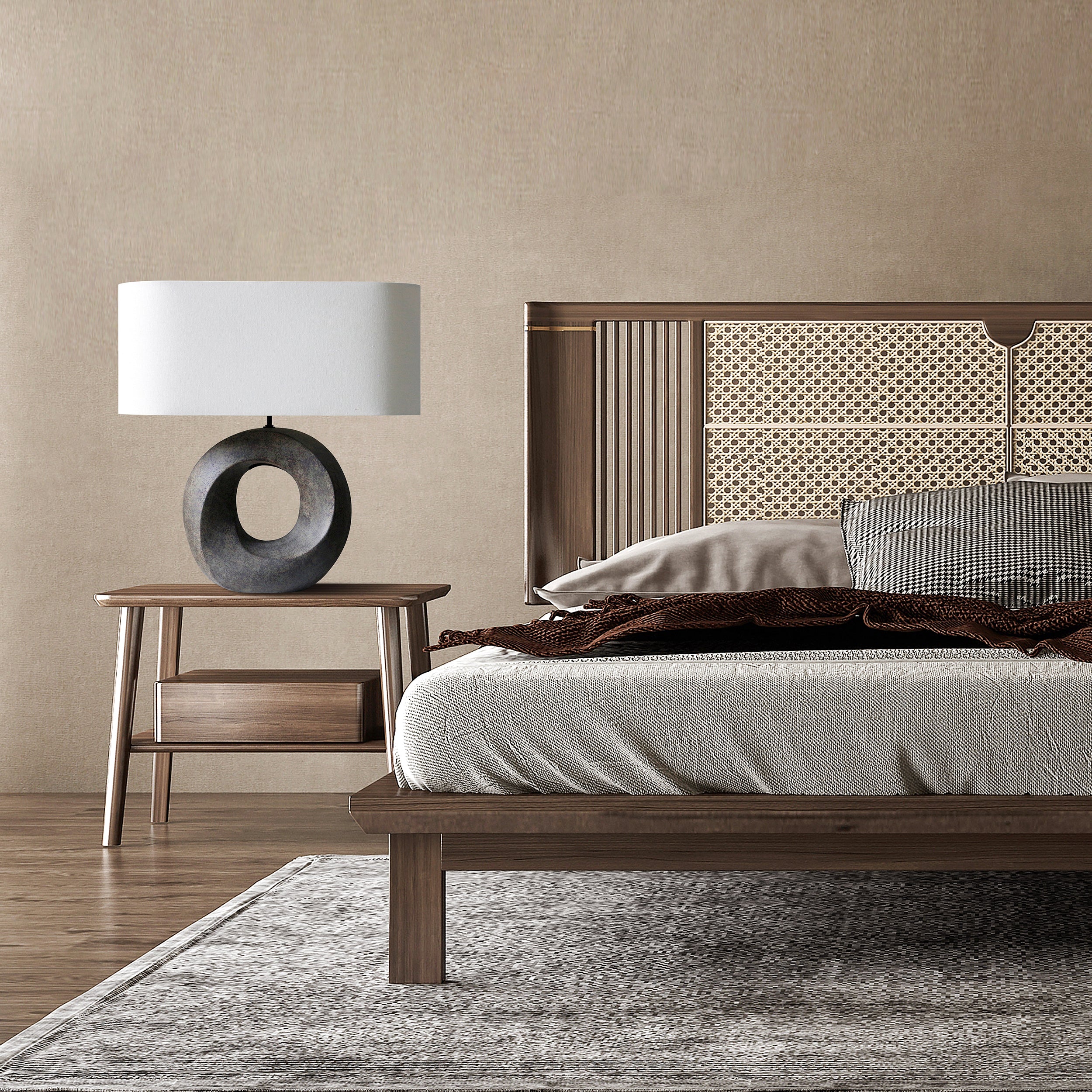 Sales Fever - Tischleuchte Keramik/Leinen Grün/Beige