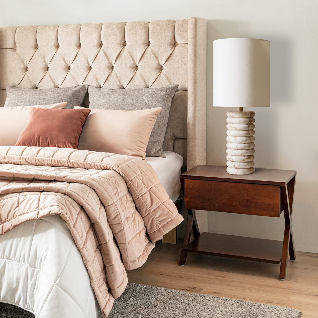 Sales Fever - Tischleuchte Marmor/Leinen Beige