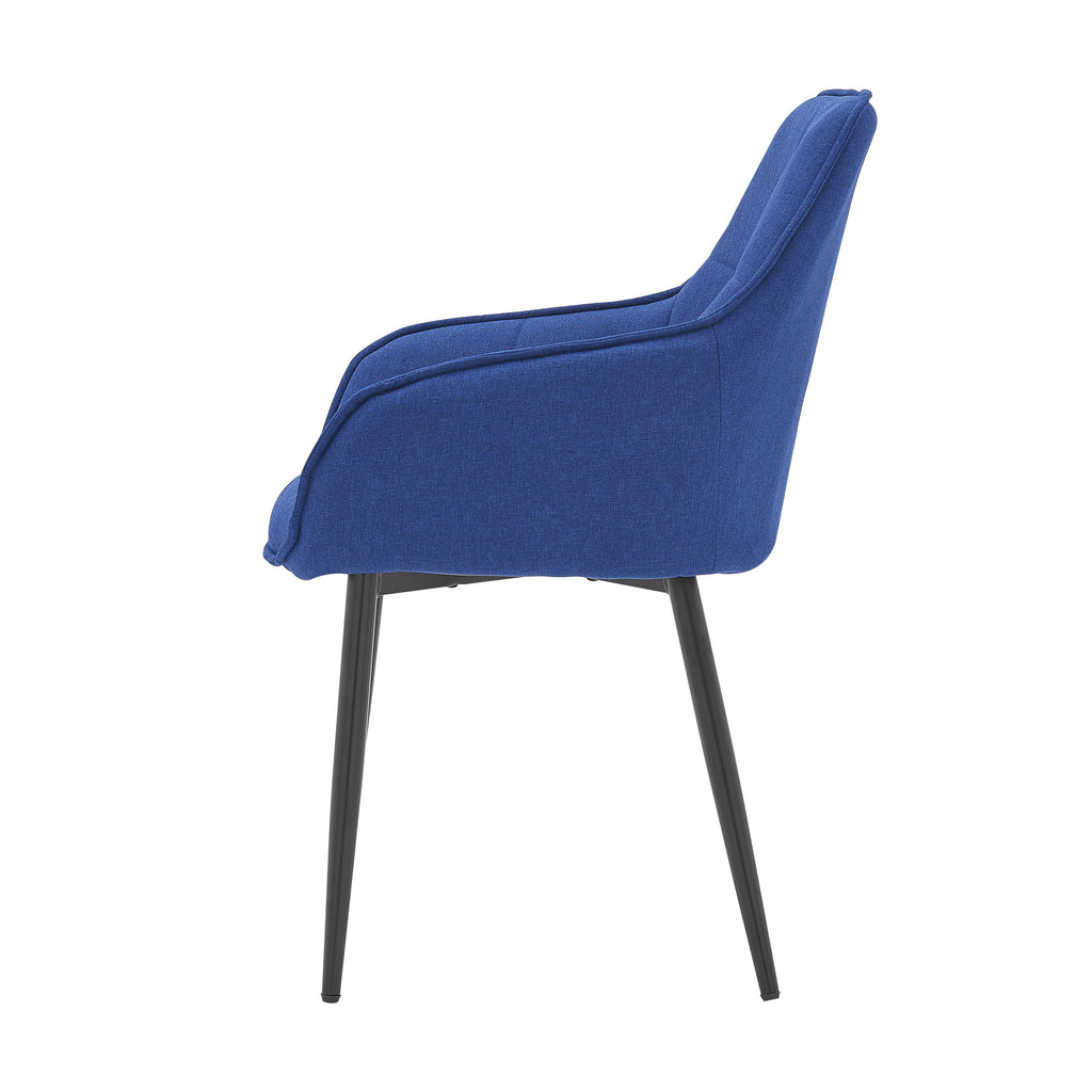 Möbilia - Armlehnstuhl, blaues Leinen 55x46x86 cm blau, schwarz