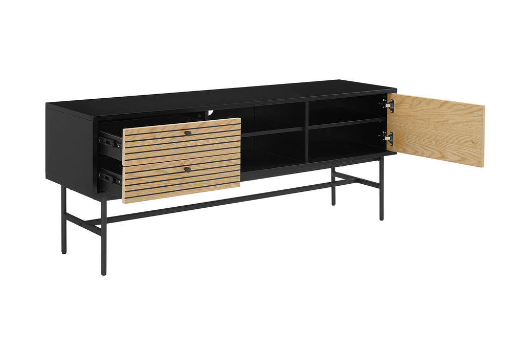 Sales Fever - Lowboard Schwarz/Eiche Echtholzfurnier