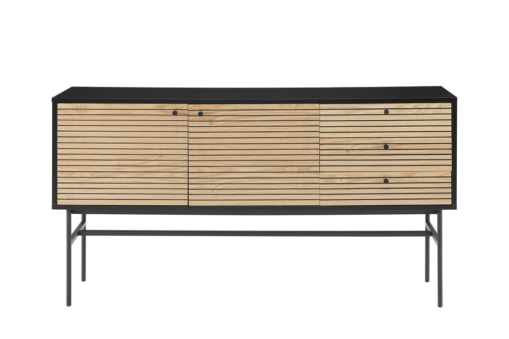 Sales Fever - Sideboard Schwarz/Eiche Echtholzfurnier