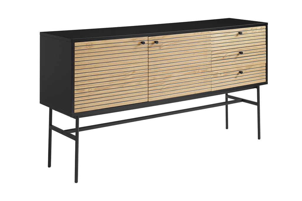 Sales Fever - Sideboard Schwarz/Eiche Echtholzfurnier
