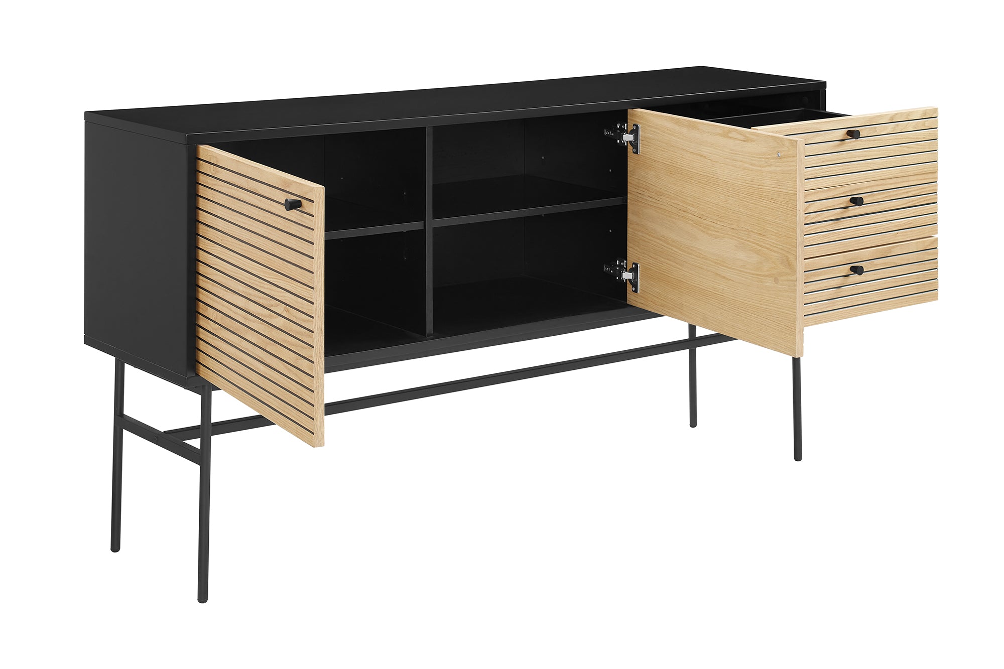 Sales Fever - Sideboard Schwarz/Eiche Echtholzfurnier