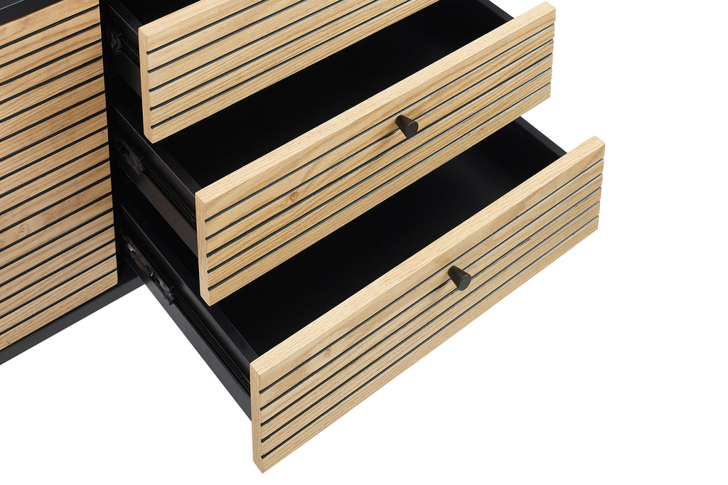 Sales Fever - Sideboard Schwarz/Eiche Echtholzfurnier