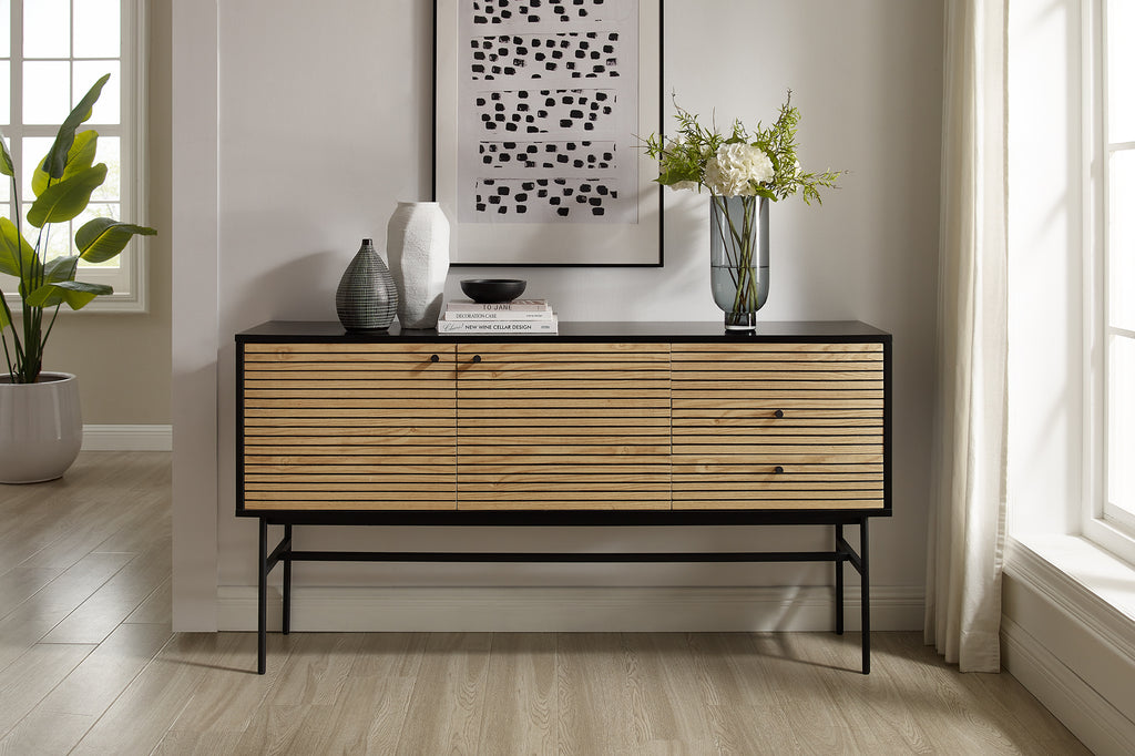 Sales Fever - Sideboard Schwarz/Eiche Echtholzfurnier