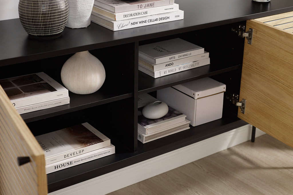 Sales Fever - Sideboard Schwarz/Eiche Echtholzfurnier