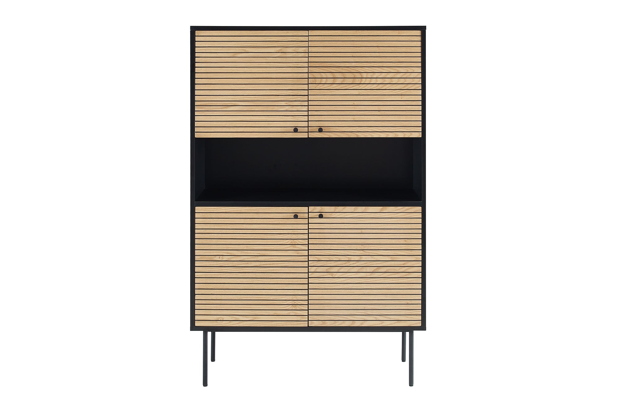 Sales Fever - Highboard Schwarz/Eiche Echtholzfurnier