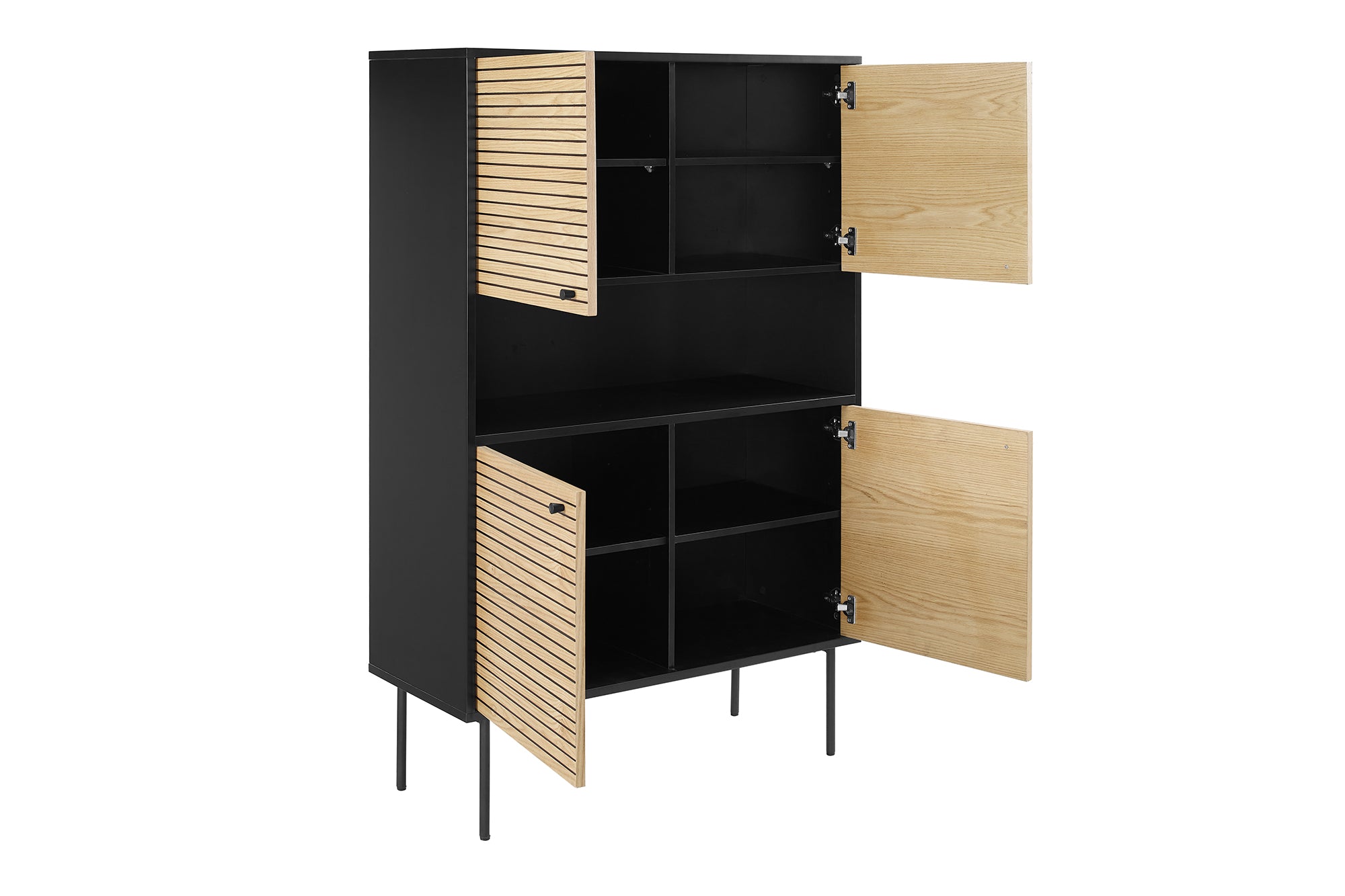 Sales Fever - Highboard Schwarz/Eiche Echtholzfurnier