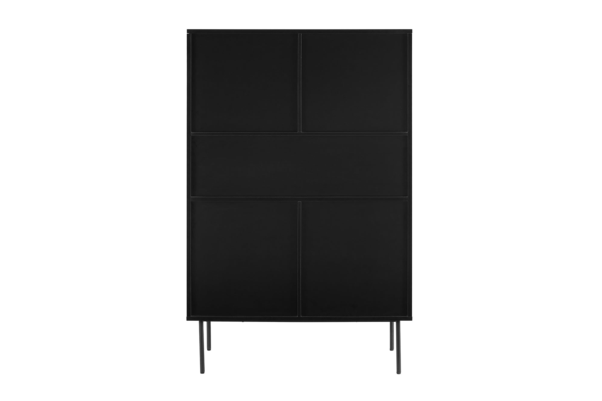 Sales Fever - Highboard Schwarz/Eiche Echtholzfurnier