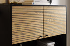 Sales Fever - Highboard Schwarz/Eiche Echtholzfurnier