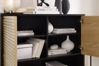 Sales Fever - Highboard Schwarz/Eiche Echtholzfurnier