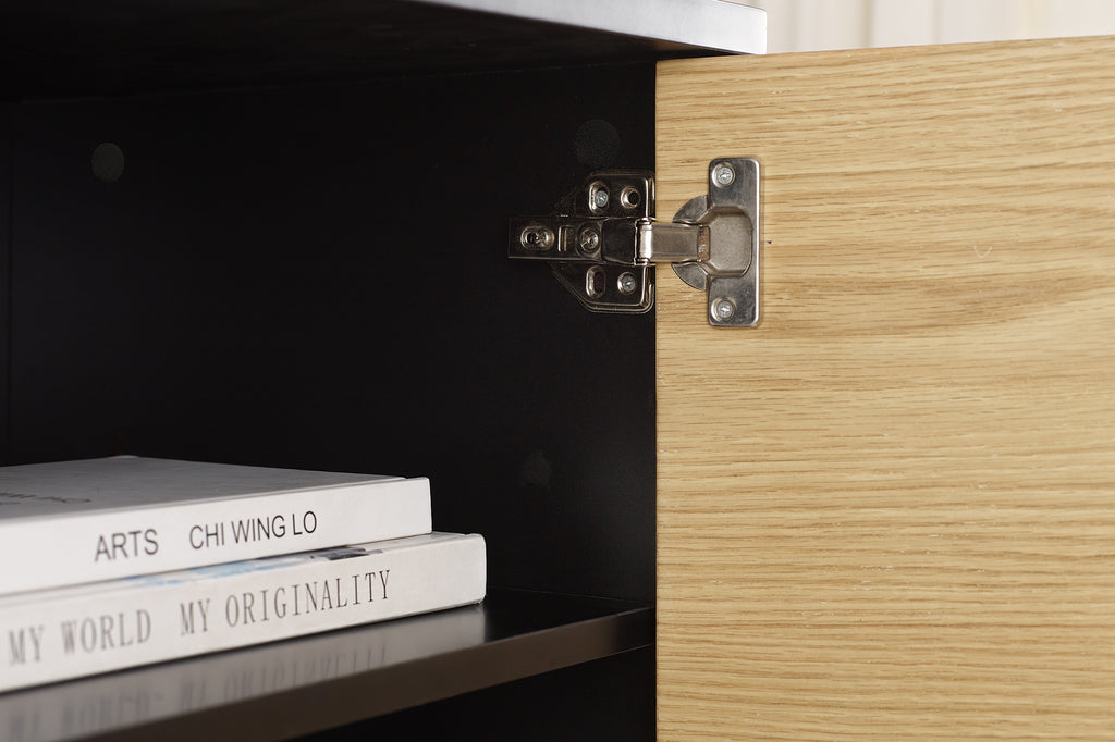 Sales Fever - Highboard Schwarz/Eiche Echtholzfurnier