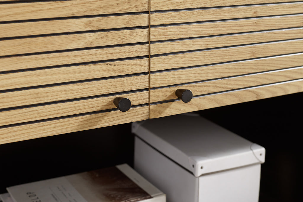 Sales Fever - Highboard Schwarz/Eiche Echtholzfurnier
