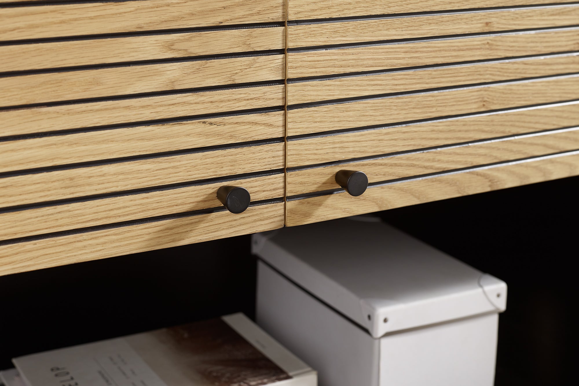 Sales Fever - Highboard Schwarz/Eiche Echtholzfurnier