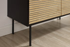 Sales Fever - Highboard Schwarz/Eiche Echtholzfurnier