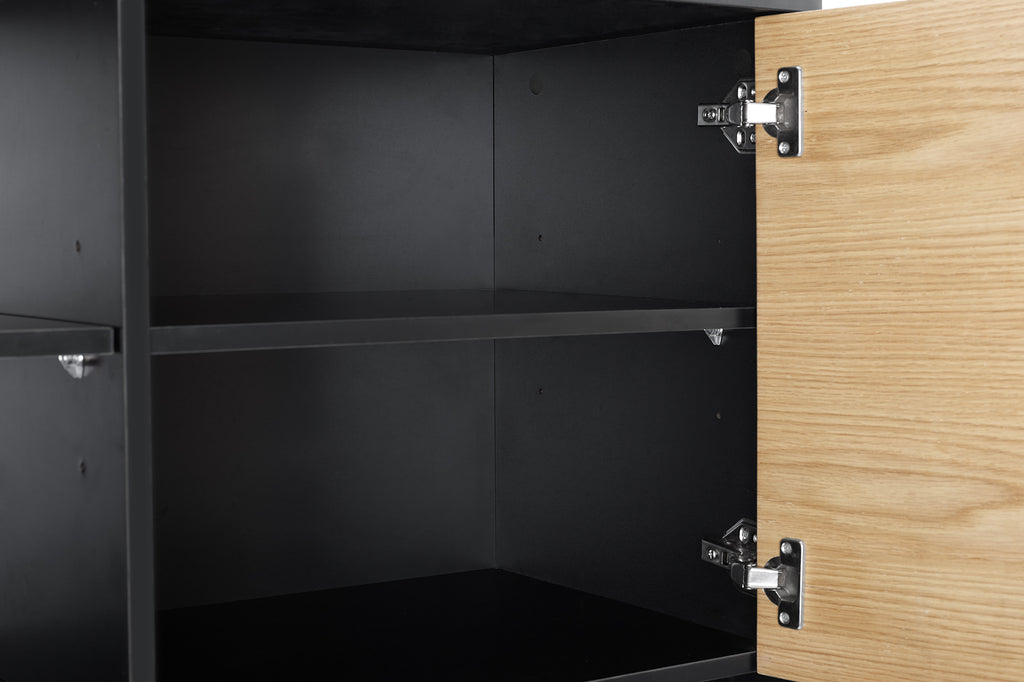 Sales Fever - Highboard Schwarz/Eiche Echtholzfurnier