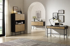 Sales Fever - Highboard Schwarz/Eiche Echtholzfurnier