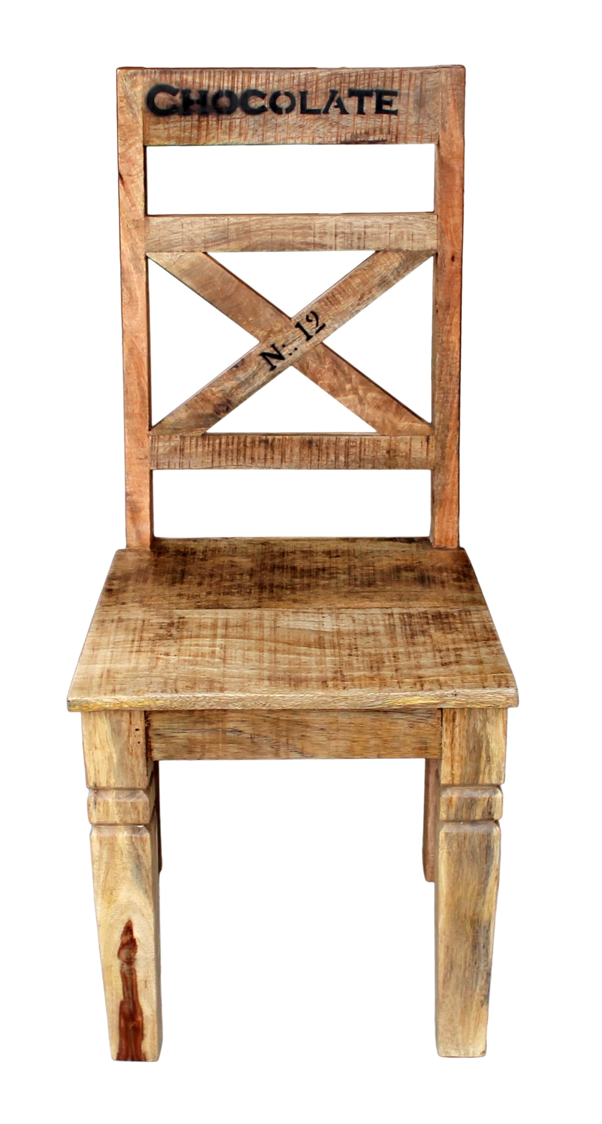 RUSTIC Stuhl, 2er-Set – Natur antik mit antikschwarzen Beschlägen