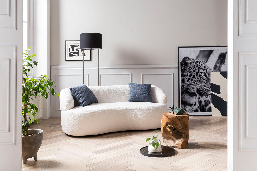 Sales Fever - Nierensofa 2-Sitzer Bouclé Stoff Weiß