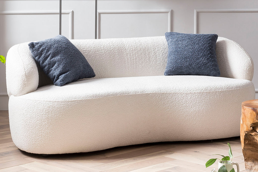 Sales Fever - Nierensofa 2-Sitzer Bouclé Stoff Weiß