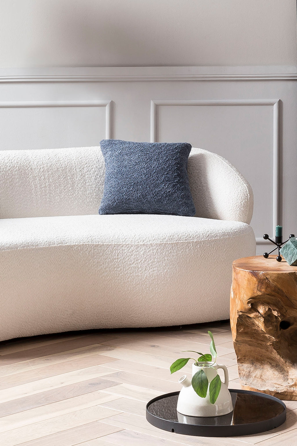 Sales Fever - Nierensofa 2-Sitzer Bouclé Stoff Weiß