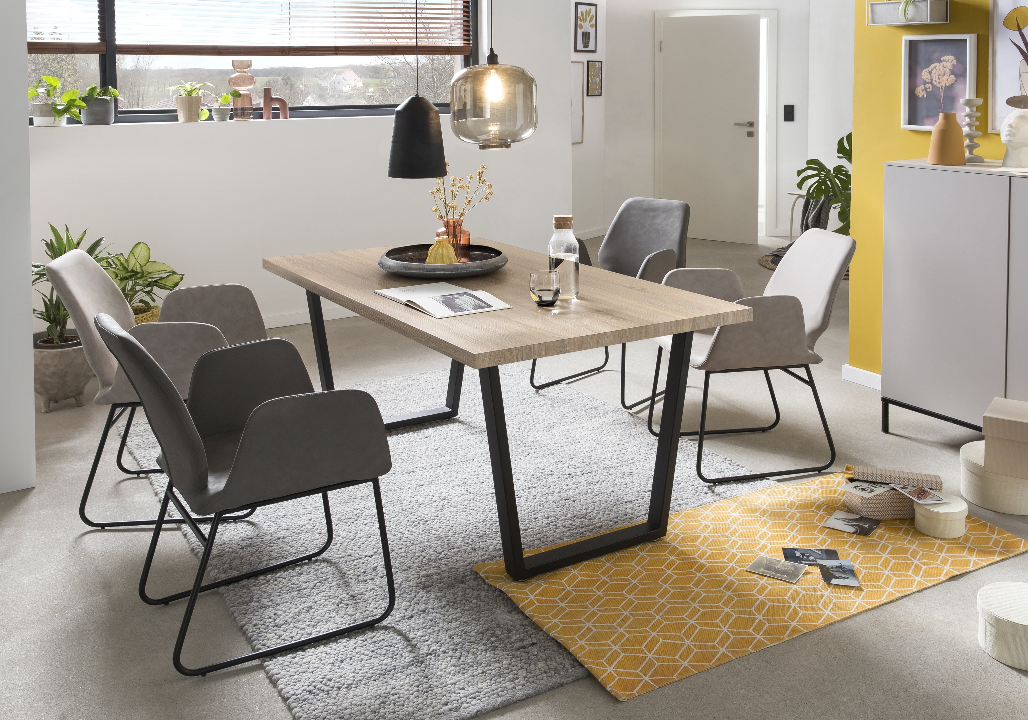 Möbilia - Tisch 160x90x75 cm natur, schwarz