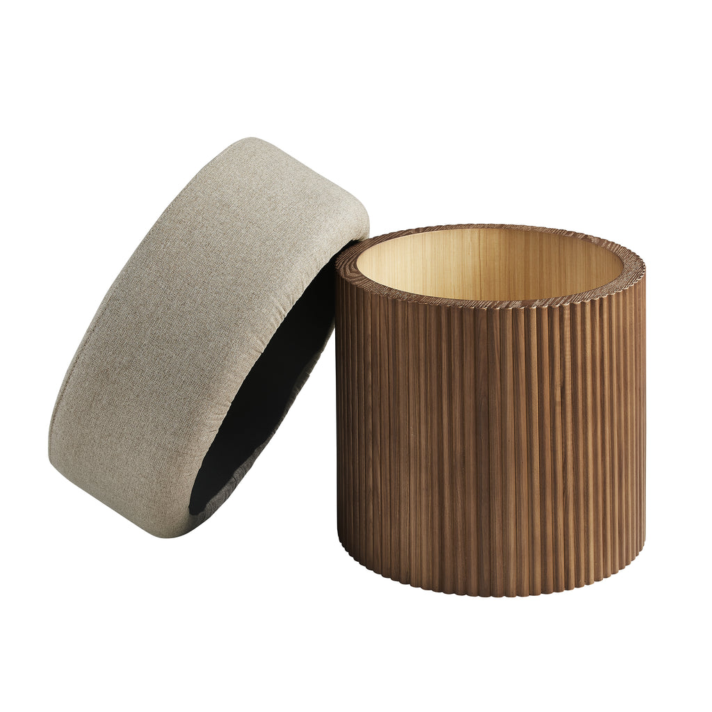 Sales Fever - Sitzpouf mit Stauraum Ø 50 cm Walnuss/Braun