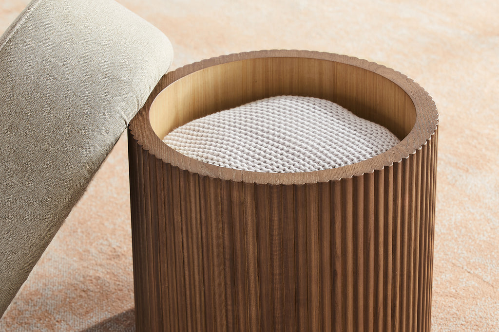 Sales Fever - Sitzpouf mit Stauraum Ø 50 cm Walnuss/Braun