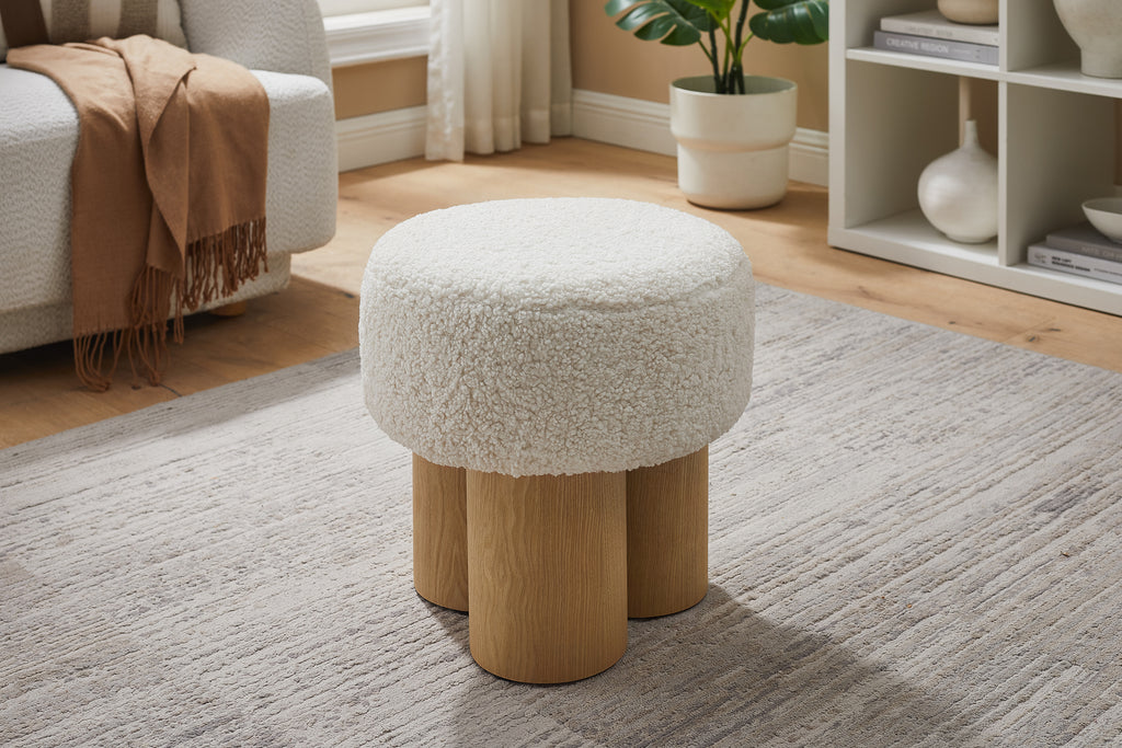 Sales Fever - Sitzpouf Ø 50 cm Natur/Weiß