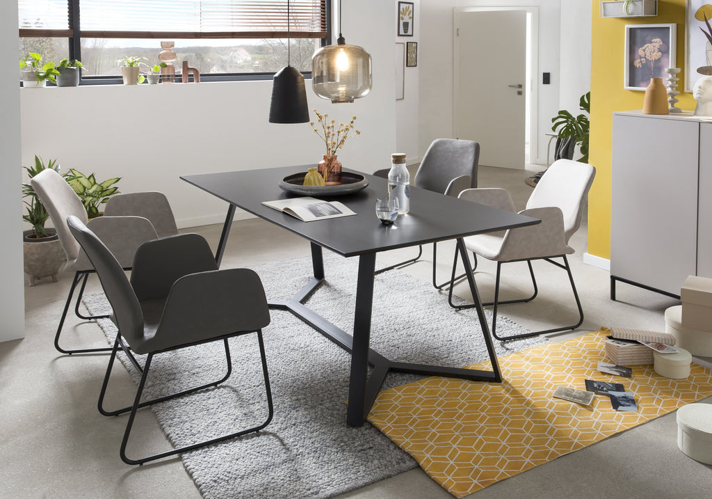 Möbilia - Tisch 180x90x75 cm dunkelgrau, schwarz