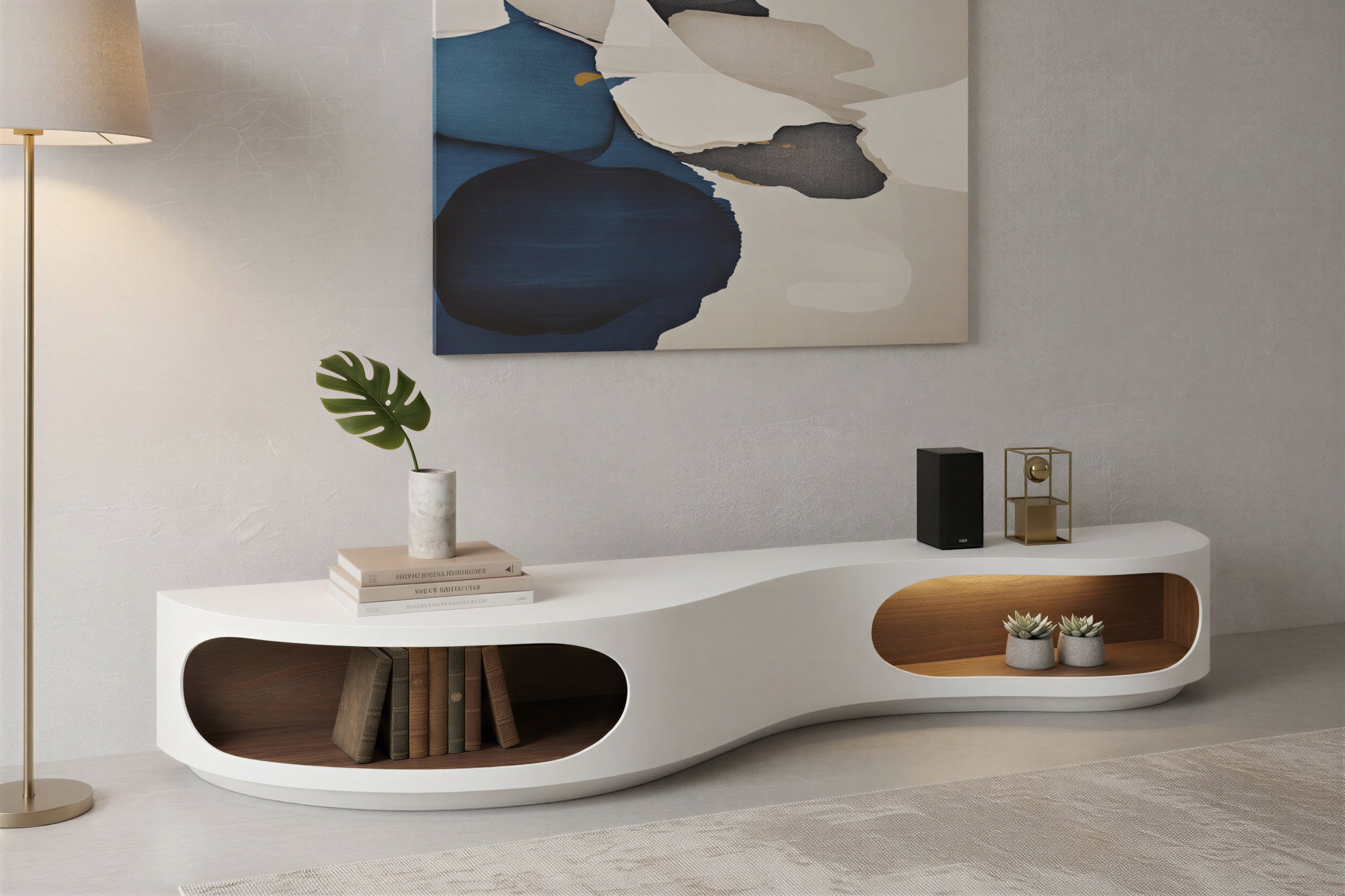 Sales Fever - Lowboard 200x50x30 cm weiß/Walnuss