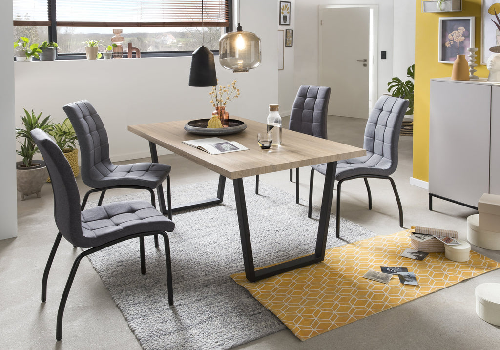 Möbilia - Tisch 160x90x75 cm natur, schwarz