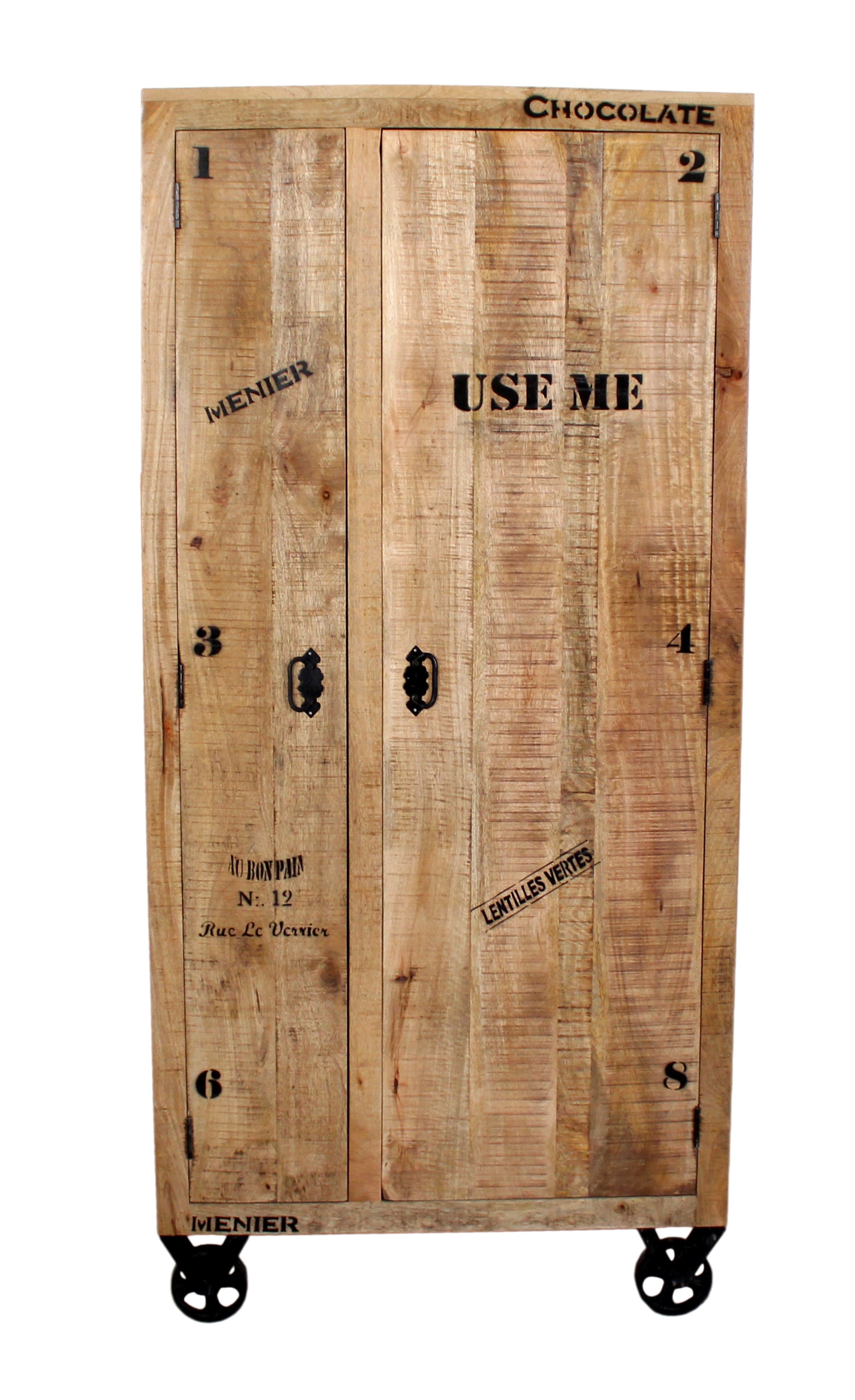 RUSTIC Garderobenschrank – Natur antik mit antikschwarzen Beschlägen