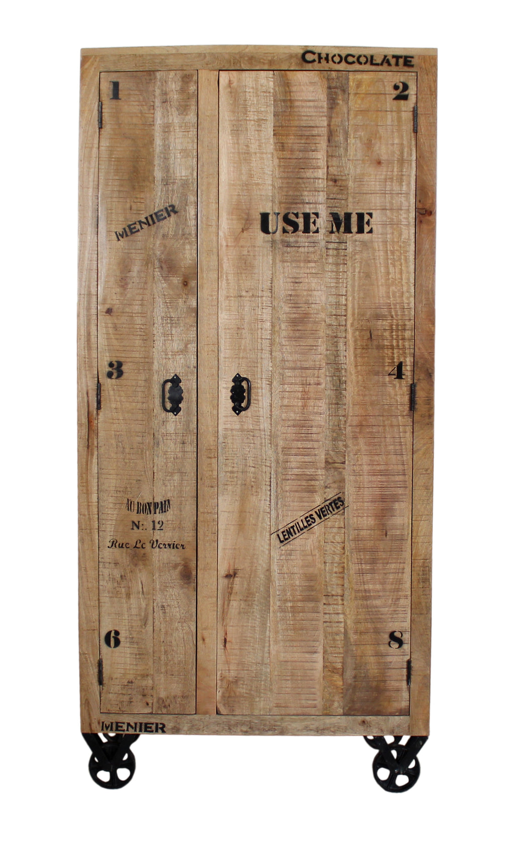RUSTIC Garderobenschrank – Natur antik mit antikschwarzen Beschlägen – Bild 2