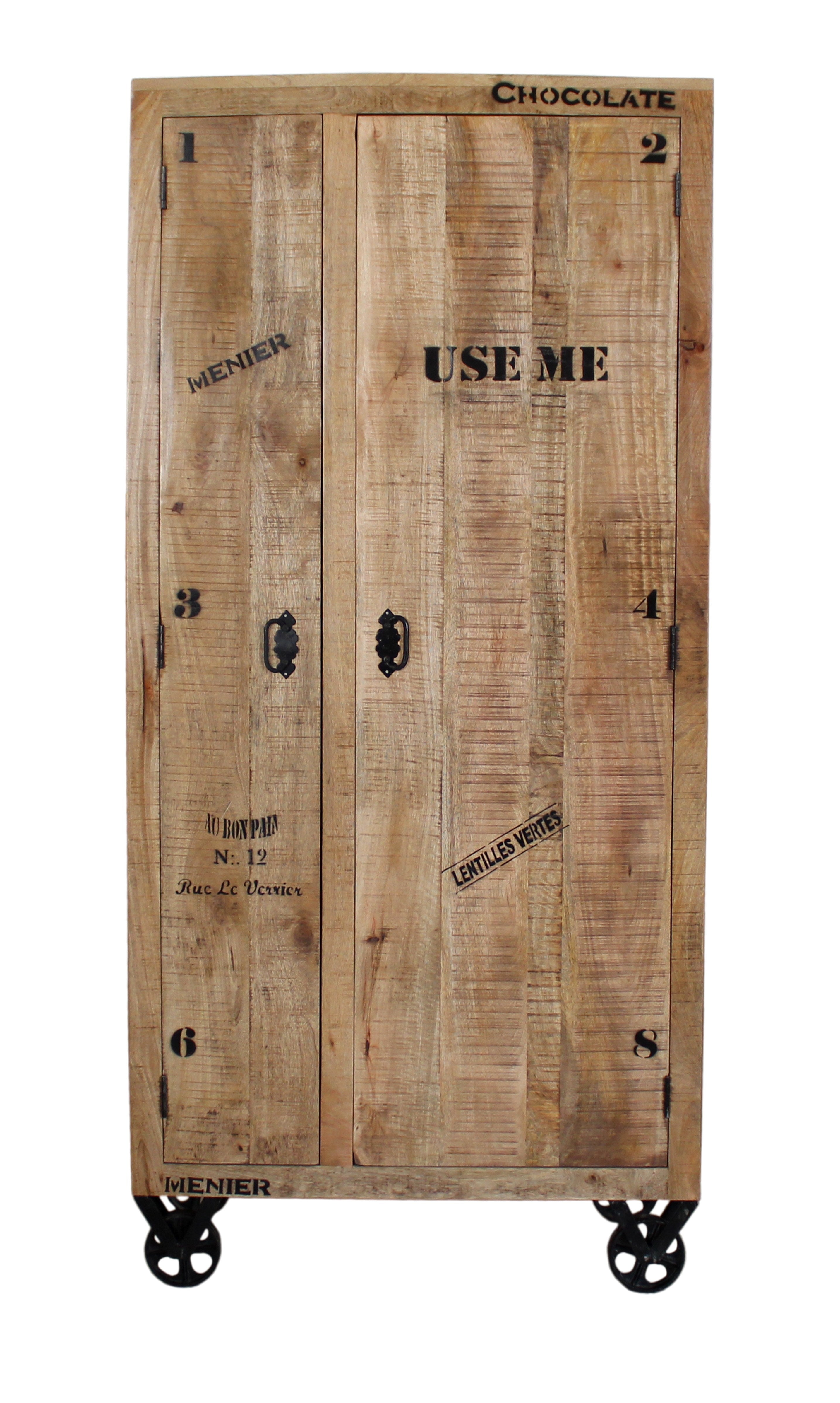 RUSTIC Garderobenschrank – Natur antik mit antikschwarzen Beschlägen – Bild 2