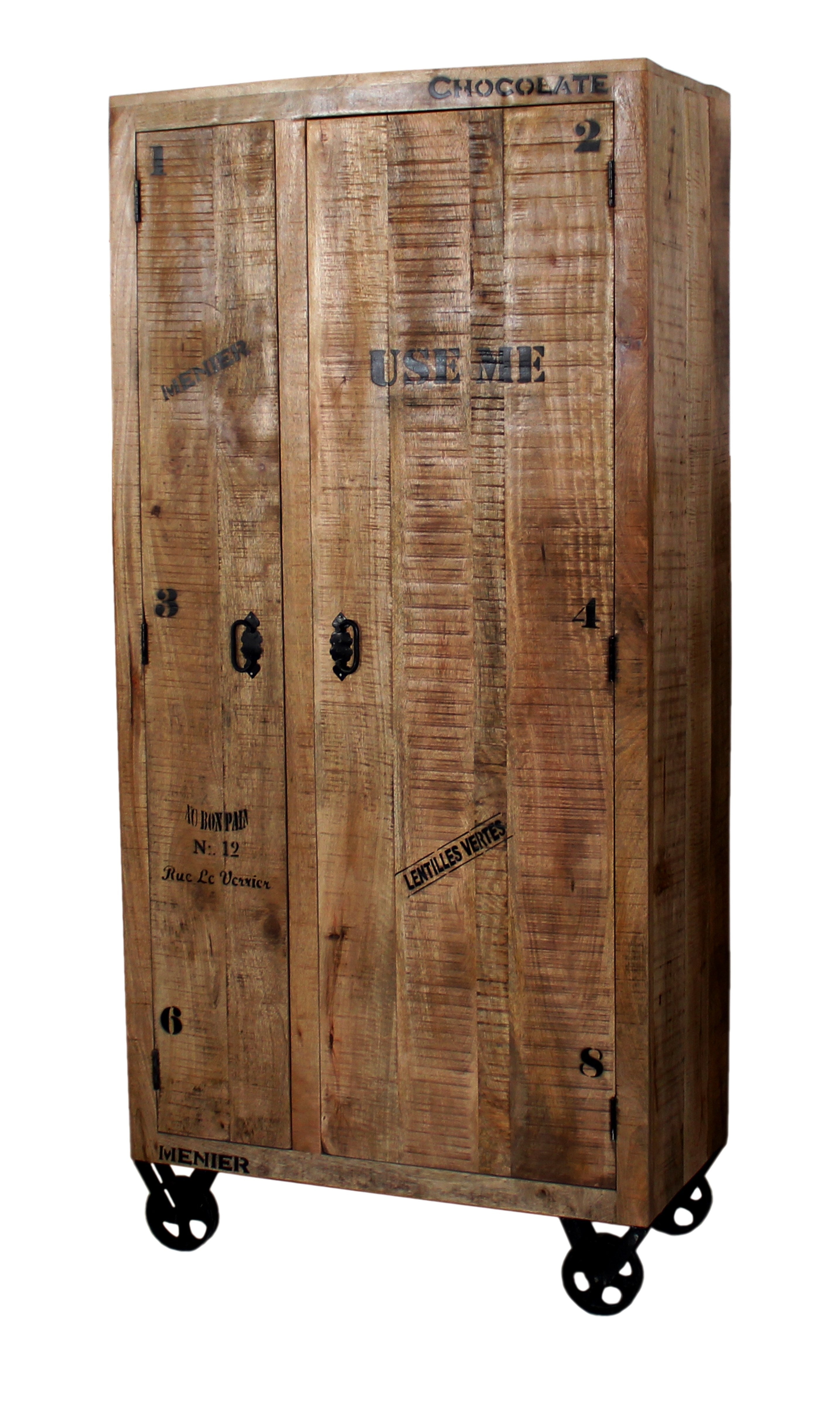 RUSTIC Garderobenschrank – Natur antik mit antikschwarzen Beschlägen – Bild 3