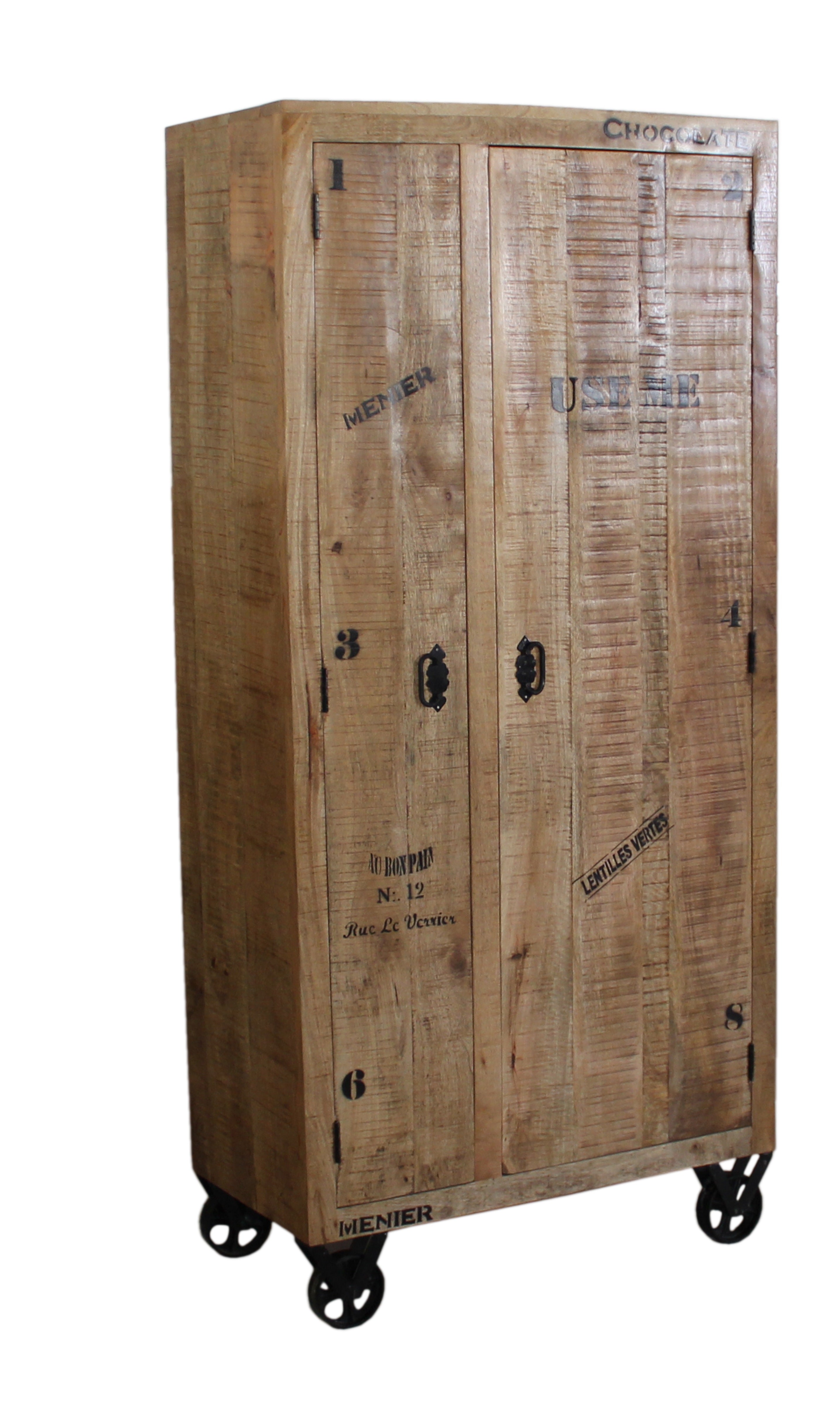 RUSTIC Garderobenschrank – Natur antik mit antikschwarzen Beschlägen – Bild 4