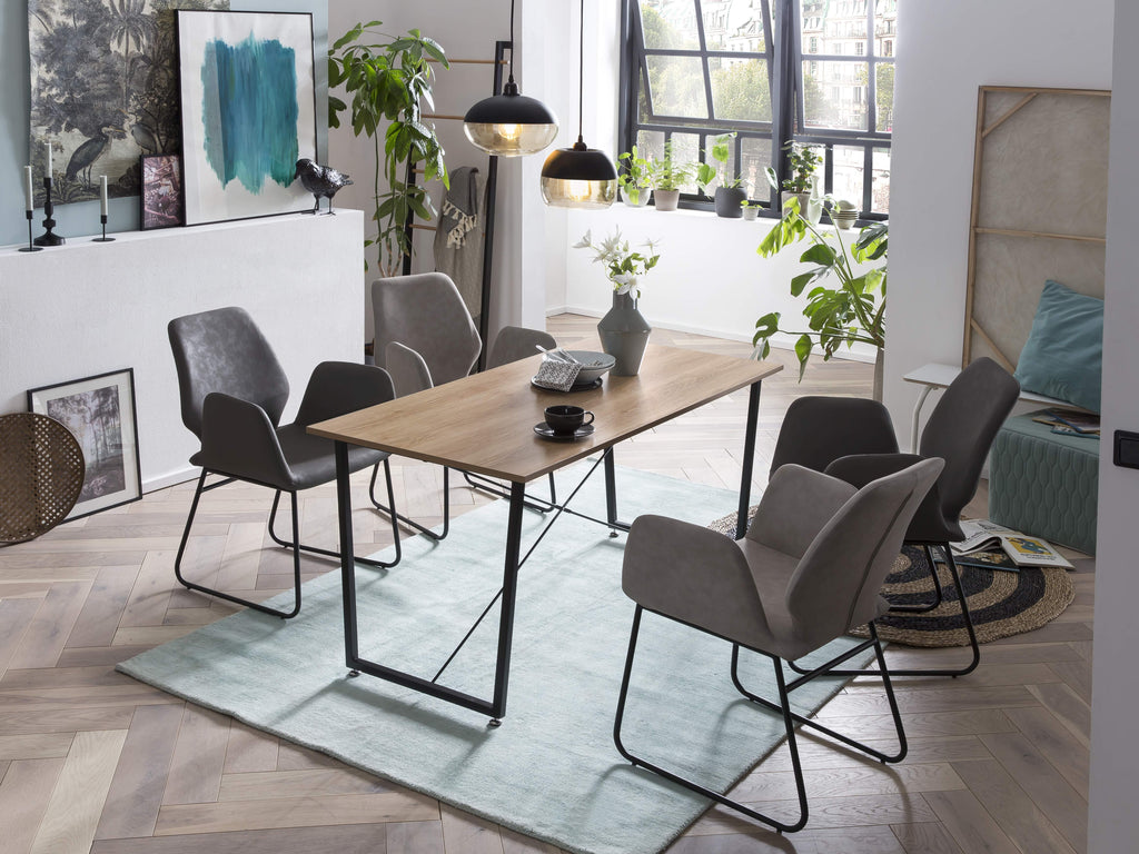 Möbilia - Tisch 140x70x73 cm natur, schwarz