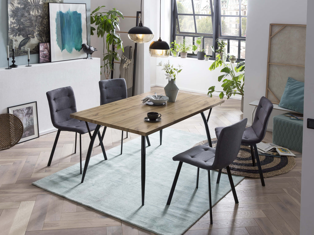 Möbilia - Tisch 150x90x77 cm naturfarben, schwarz