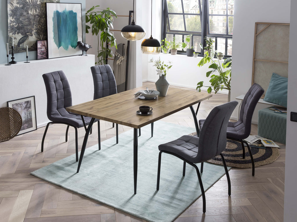 Möbilia - Tisch 150x90x77 cm naturfarben, schwarz