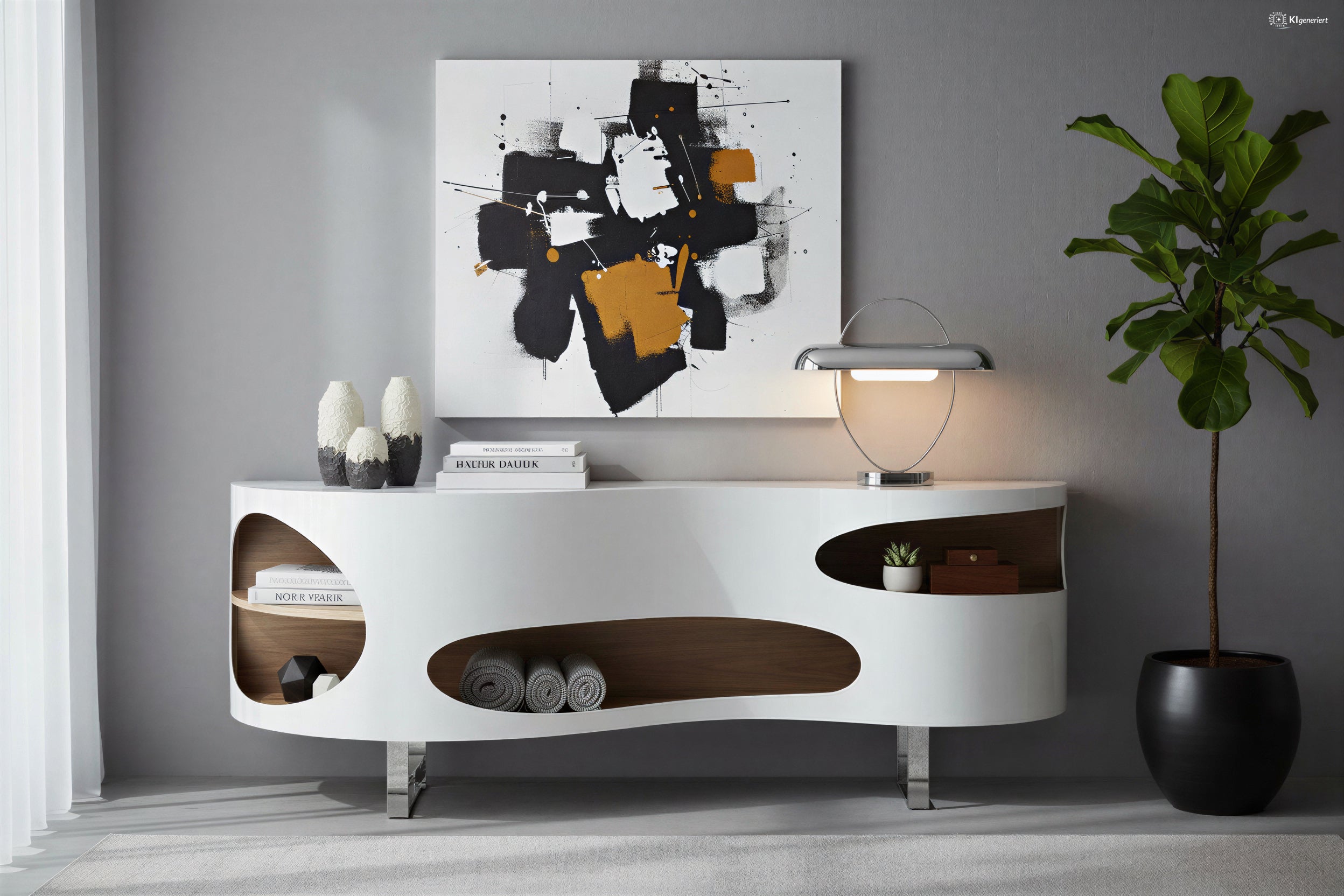 Sales Fever - Sideboard 200x50x75 cm weiß/Walnuss