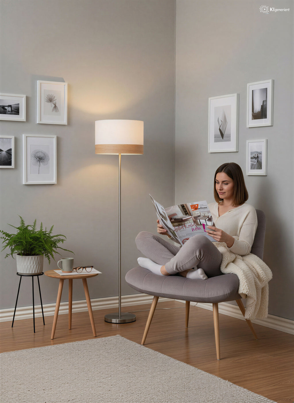 Sales Fever - Sessel XXL Samt rosa Metall Holzoptik#