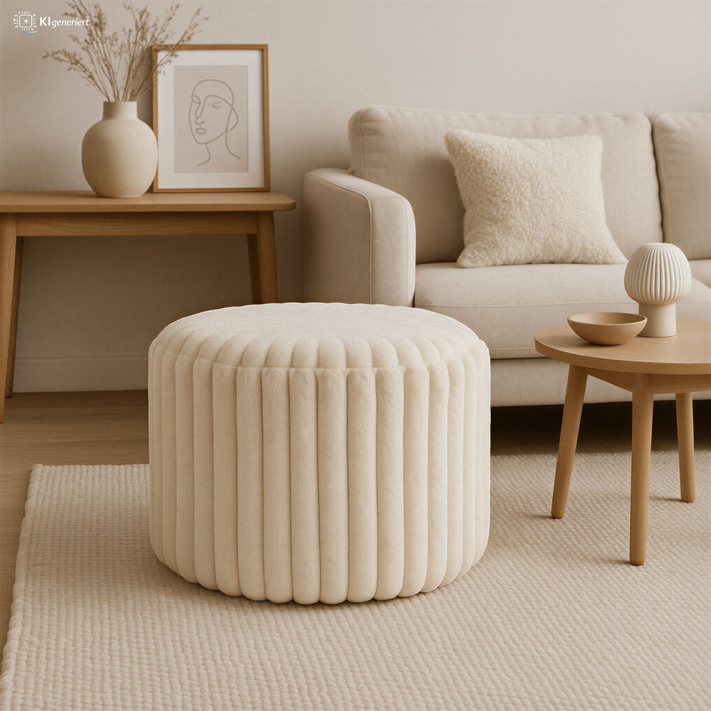 Sales Fever - Sitzhocker Ø55 cm Plüsch-Cord Beige
