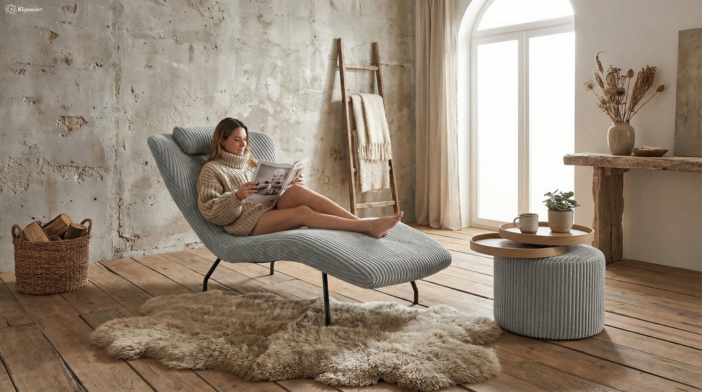 Sales Fever - Relaxliege hellgrau Texturstoff