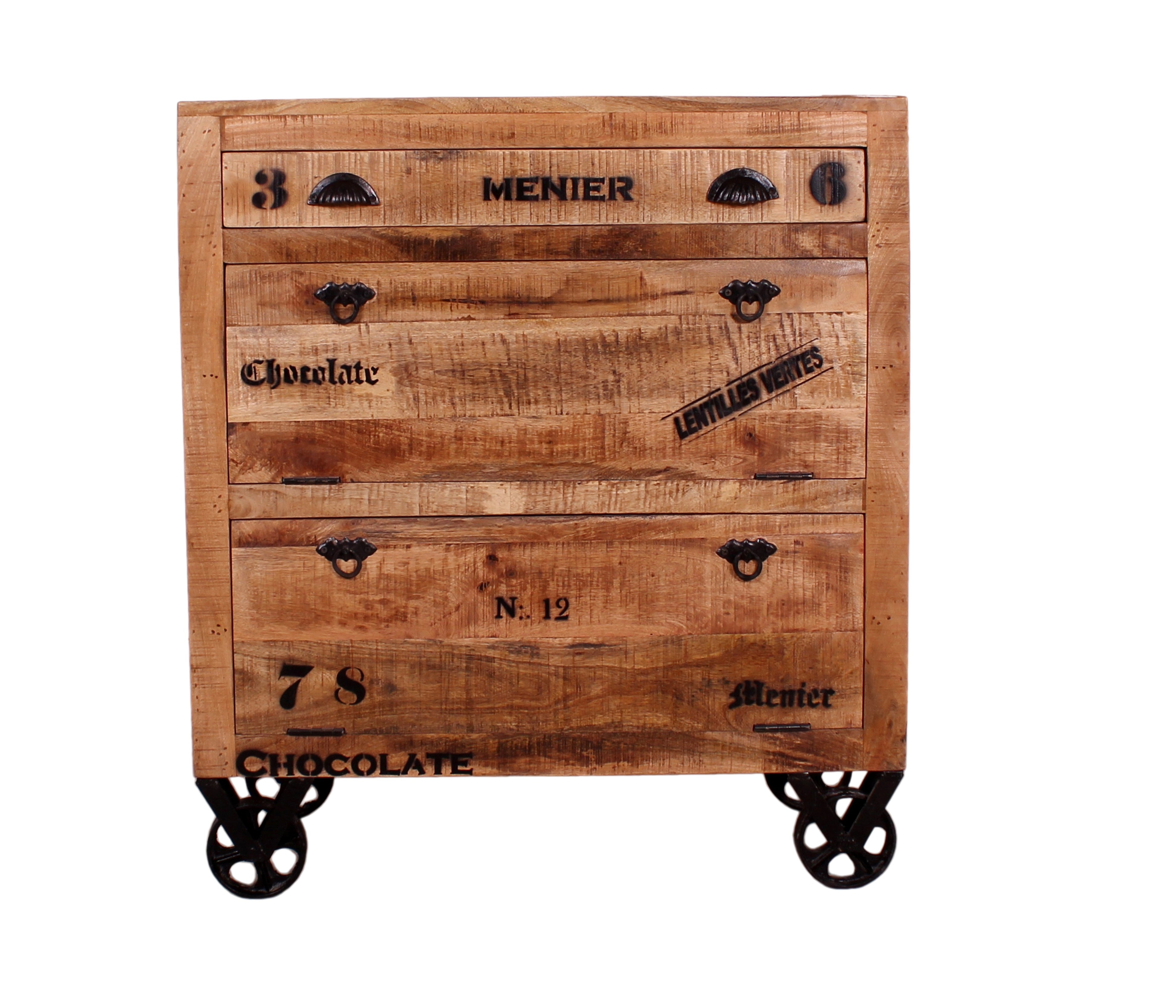RUSTIC Schuhschrank – Natur antik mit antikschwarzen Beschlägen – Bild 3