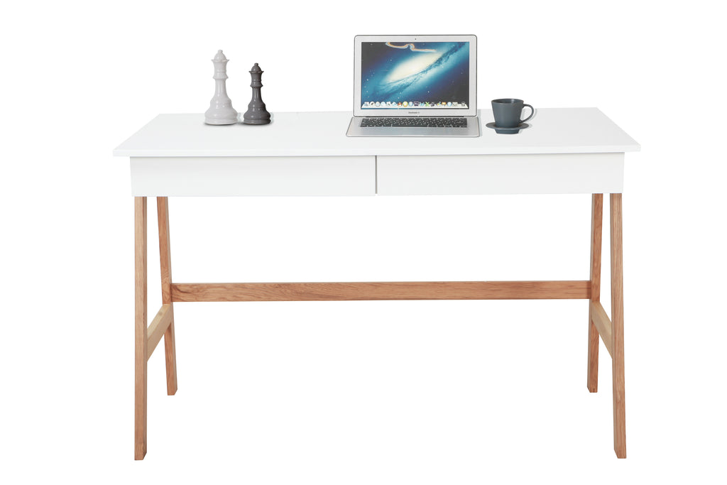 Möbilia - Schreibtisch 120x60x77 cm weiß, natur
