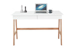 Möbilia - Schreibtisch, weiß, Beine aus Holz